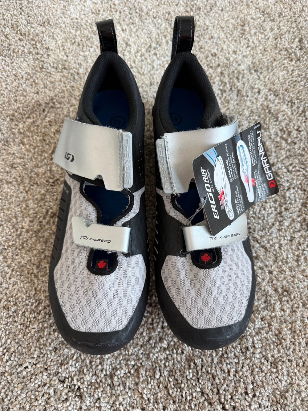 Garneau Tri X-Speed Women's Athletic Cycling Shoes in Gray and Black